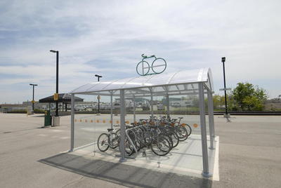 Milton GO station bicycle parking